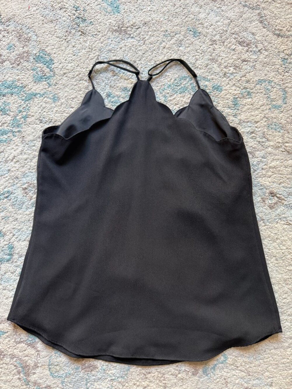 J.Crew Factory Scalloped Cami Tank Top Black Size 00 Racerback Adjustable Straps